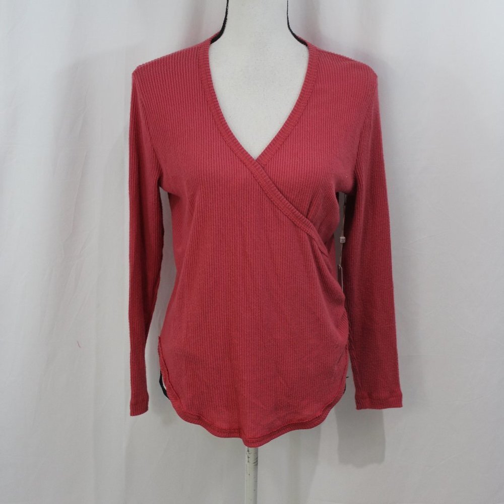 Caslon Dark Pink Faux Wrap Top NWT